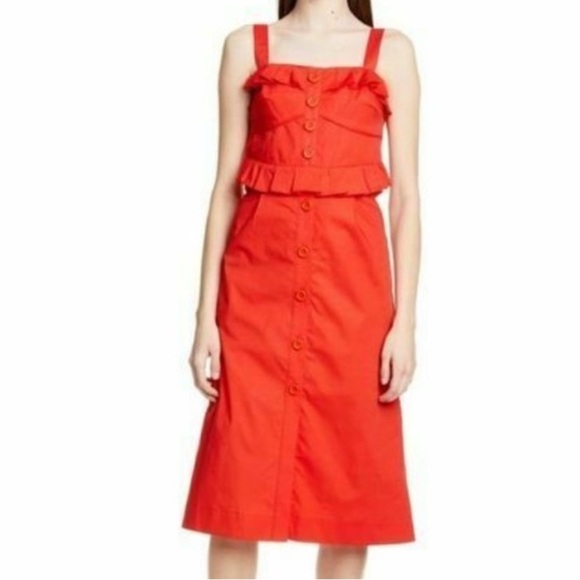 Sea New York Royal Blue Ruffle Corset Bustier Milkmaid Zip Front Midi Dress S - Picture 3 of 15